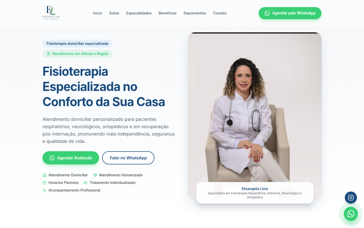 Prévia do site Elisangela Lima - fisioterapia domiciliar especializada