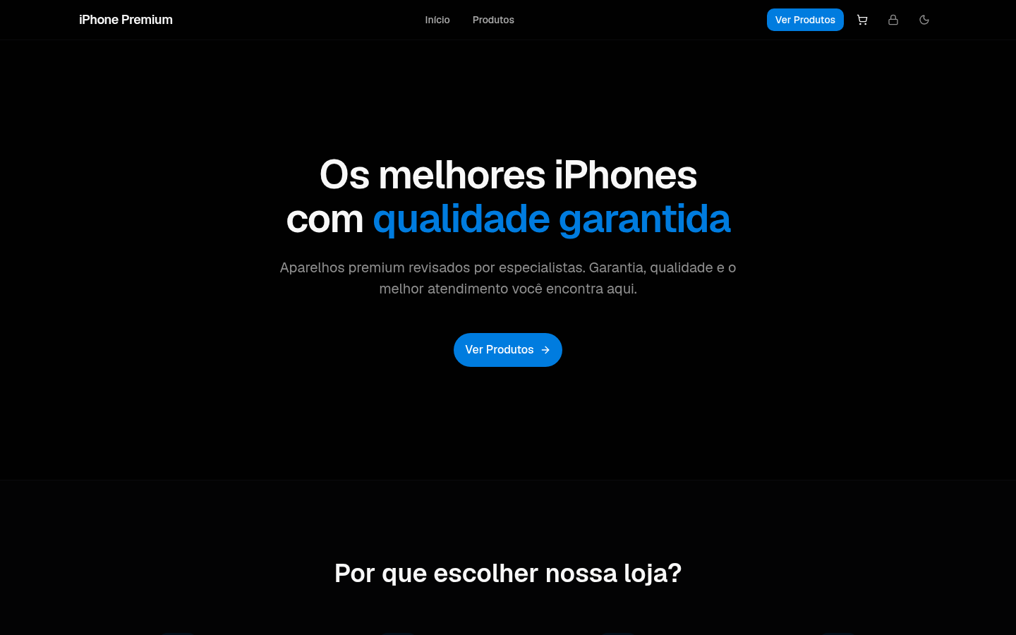 Prévia do site iPhone Premium - loja virtual de iPhones